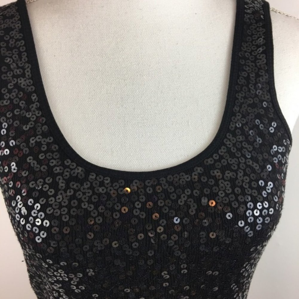 Express Black Sequin Tank Top Medium - image 4